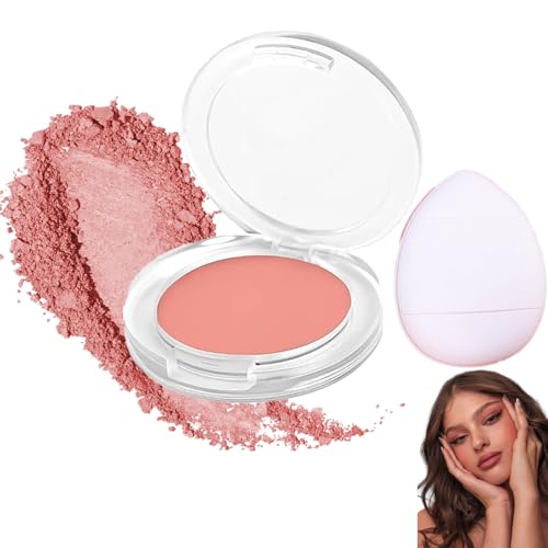Blush & Highlighter Face Palette - Monochrome Kit with Contour Powder Stick & Liquid Cheek Colour - Long-Lasting Matte Finish Makeup with Buildable Glow & Compact Puff for Daily Use (Peach Milk Tea)