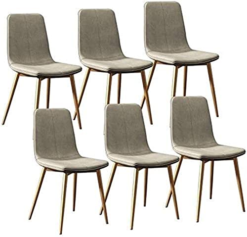 SJIALEN Modern Kitchen Chairs Set of 6, for Living Room Bedroom Office Lounge Bar Stool with Metal Legs PU Leather Seat and Backrests Kitchen Chair (Color : Light Gray, Size : 43x40x86cm)