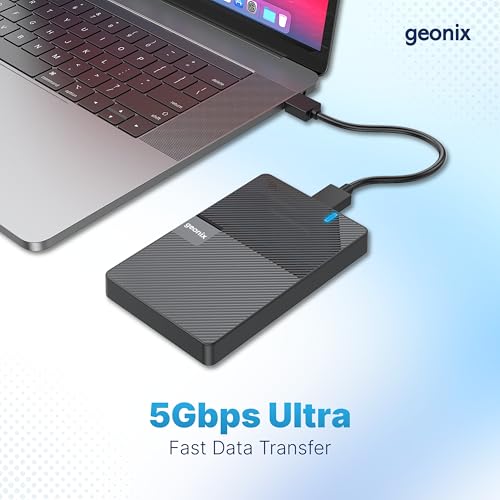 Image of Geonix PowerShell S3 500GB Portable External Hard Drive 2.5-Inch SATA USB 3.1, Up to 5Gbps with UASP Support, Tool-Free Setup, LED Indicator, Compatible with Windows /Mac /Linux (3 Yr Warranty)(Black)