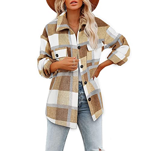 Soft Shacket Jacket Women With Pockets, Warm Shacket Plaid, Warm Shacket Jacket Women Plus Size, Warm Shacket Jacket #TOP1