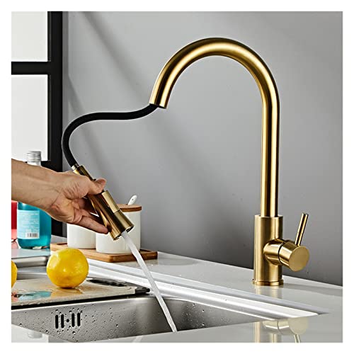 Grifo de control sensible en oro cepillado ideal para agilizar la cocina diaria