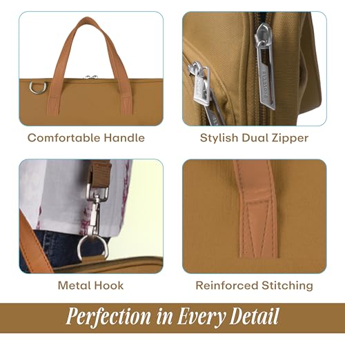 Image of Protecta Windfall Office Laptop Bag for Men Women Durable 15.6 Inch Laptop Messenger Bag Water-Repellent Canvas Look Padded Laptop Sleeve Vibrant Colour Professional Comfortable Design MacBook Khaki