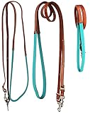 CHALLENGER Horse Western 8' Tan Leather Rubber Grip Contest Barrel Reins Teal 805LR11TL