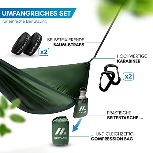 Outdoor-Hängematte NORDMUT Ultraleichte Camping-Hängematte mit Befestigungs-Set