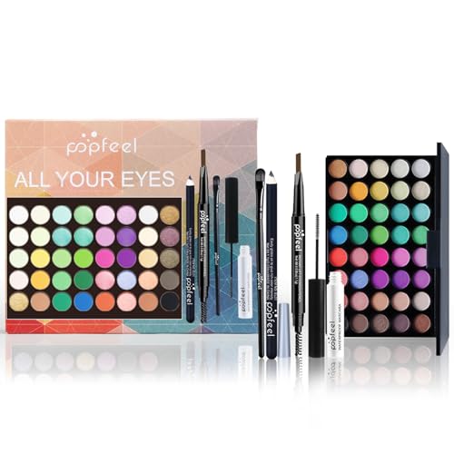 EnMart Juegos de maquillaje, Maquillaje Regalo de Belleza para Mujer, con Paleta de sombras de ojos, Máscara, Brow Pencil, Cepillo de Sombra de Ojos, Cosméticos veganos, Maquillaje Set Ojos y Rostro