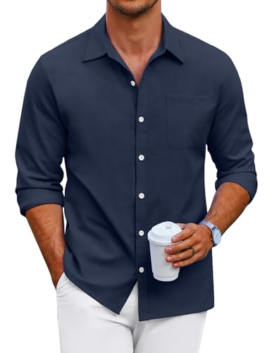 COOFANDY Men's Oxford Shirt Long Sleeve Casual Button Down Shirts Regular Fit Dress Shirts