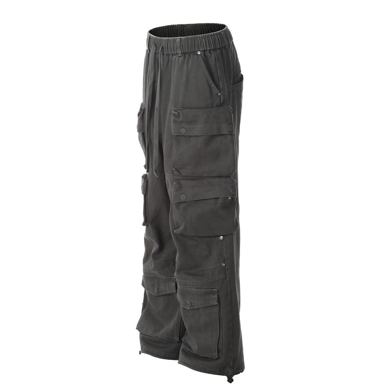 Men's Pants Spring Fall American High Street Functional Multi-Pocket Wide Leg Cargo Trouser for Men3