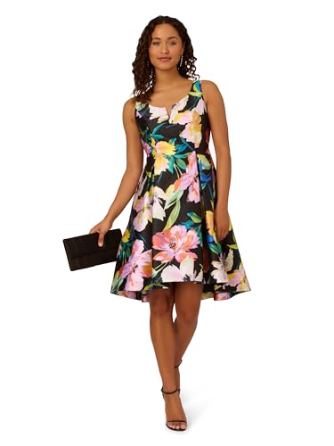 Image of Adrianna Papell Printed Mikado Short Dress