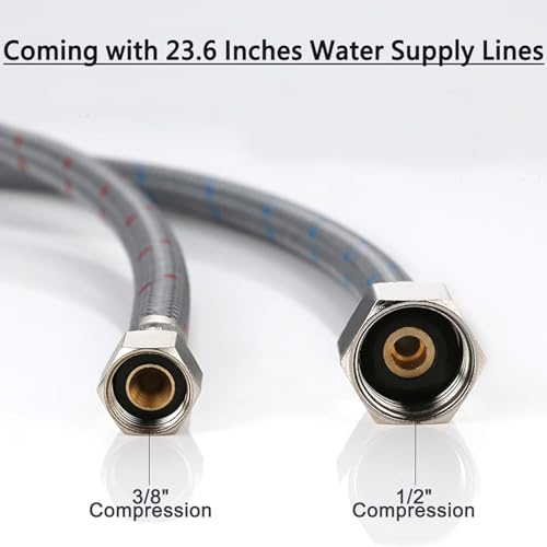 SHACO Kitchen Faucets, 13 Inch High Arc 2 Handle 8 Inch Centerset Kitchen Sink Faucet with Supply Line, 360° Rotating Spout 2 or 3 Hole Mount, Brushed Nickel, SC-KF200 by SHACO - Image 3