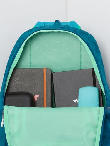 Image of Wildcraft Wiki 1 30L Laptop Backpack for Men & Women | Fits 15.6 inch Laptop | Padded Shoulder Straps, Multi Compartments, Anti-Theft Zippers | School & College Bag | Jacquard Pattern Blue