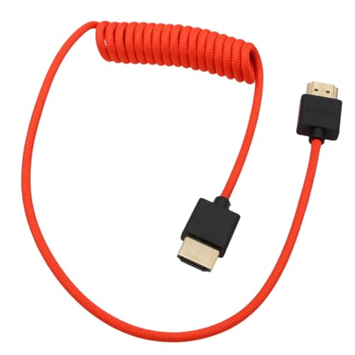 Image of HDMI 8K 4K30p Cable for ATOMOS Portkeys SmallHD LH7P F6Plus ANDYCINE Sony FR7 NX800 Canon C70 C400 Z8 /9 Camera on RS2 RS3 RS4 Gimbal, Type A HDMI 2.1 Red Braided Coiled 50cm