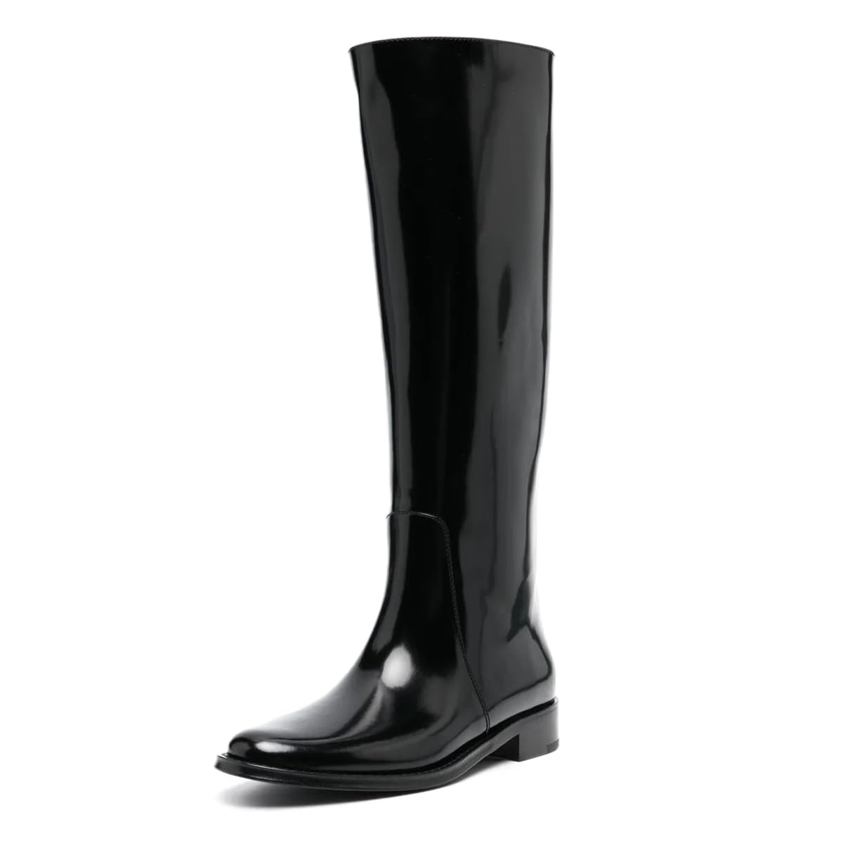 FOWT Women Closed Round Toe Block Low Heel Knee High Boots Pull on Comfy Wide Calf Boots Winter
