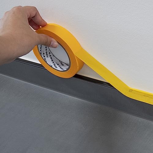 HASKYY 60M Abdeckfolie mit Klebeband 55cm + 140cm + 270cm mit Goldband 25mmx50M - 82QM Maler-Abdeck-Band-Folie - 4er Set Perfekt für Innen - Selbstklebende-Lackierer-Folie mit Abklebe-Band - UV-Schutz