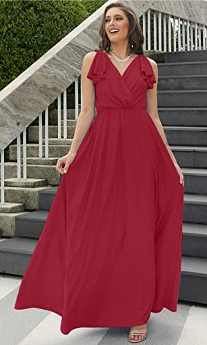 Image of KOH KOH Womens Long Sleeveless Bridesmaid Wedding Guest Prom Maxi Dress