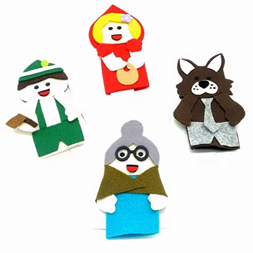 Dedoche Chapeuzinho Vermelho em Feltro 4 peças