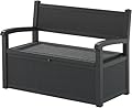 70 Gallon Outdoor Storage Bench Deck Box Lockable for Patio Furniture, Outdoor Porch Bench with Storage Waterproof for Cushions, Garden Tools and Pool Supplies, Black