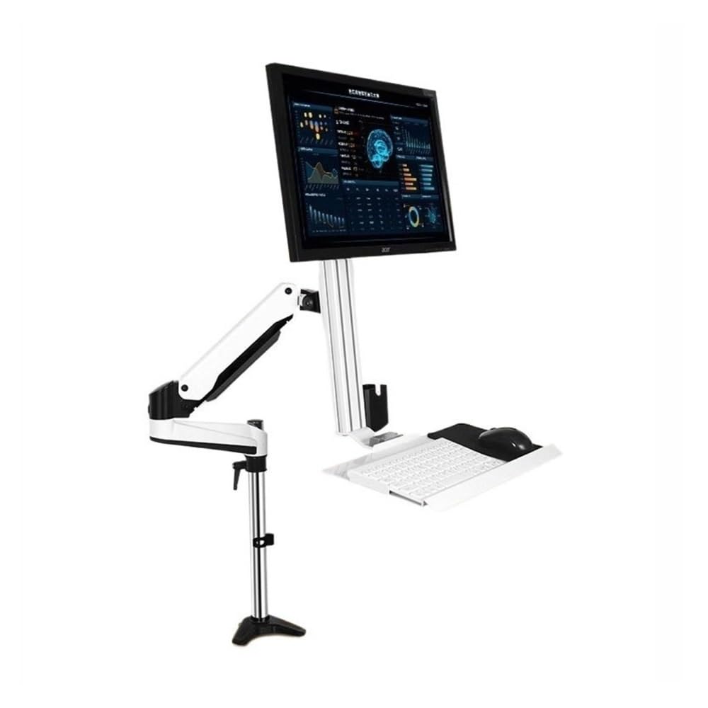 SaryEdge Height - Adjustable Monitor Stand Arm Single Monitor Desk Mount, Sit Stand Workstation with keyboard tray and mouse box, Height Adjustable gas spring,700mm