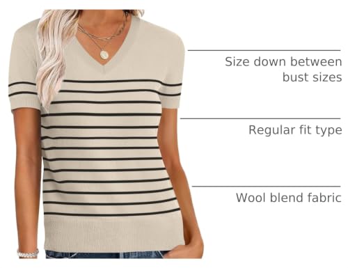 Image of ANRABESS Womens Short Sleeve Sweater Top Wool Blend Business Casual Outfits