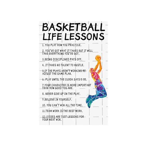 Inspirational Quotes Basketball Wall Art Metal Tin Sign Basketball Life Lessons Rustic Motivational Basketball Gifts Wall Decor Sport Plaque Encouragement Poster Wine Bar Decor for Home Office Bedroom Decor 8x12 Inch