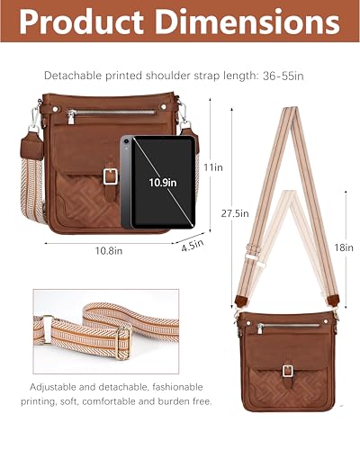 Image of large leather crossbody bags for women,Quilted crossbody purses | RFID Multi-Pocket Womens Crossbody Bag,Travel Purse with Pockets,Structured Cross Body Purse,Fits 10.9 inch iPad,Gift