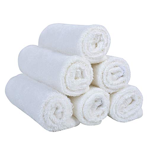 XADITON Juego de Toallas Toalla De Baño, 10'x 10', Color Blanco, Paquete De 6 Paños De Baño Suaves Fit for Bebés, 100% Toallas De Bambú, for Bebés, Kit De Baño De Viaje Fit for Bebés