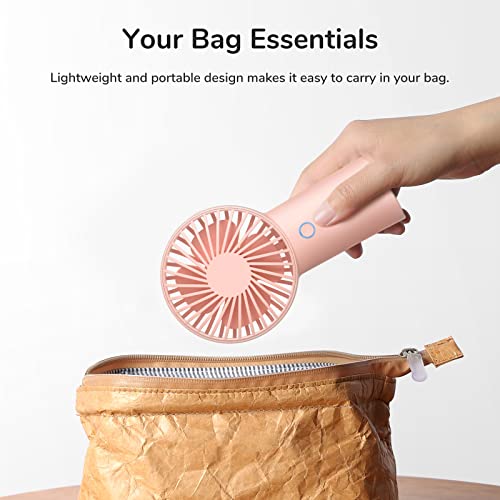 JISULIFE USB Rechargeable with Adjustable Lanyard 3 Wind Speeds, Wearable Hanging Neck Personal Fan Mini Portable Astronaut Fan (Pink)