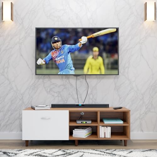 Image of VIKI Modern TV Unit for Living Room | Engineered Wood TV Cabinet with 1 Drawer Storage & 2 Open Shelves, Entertainment Unit, 140W x 48H x 40D cm | DIY | 1 Year Warranty (Walnut & White)