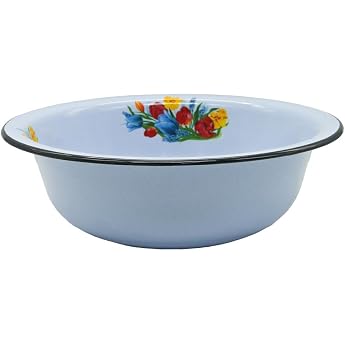 Enamel Bowl with Round Motif 9 Litres Approx. 38-40 cm Diameter Retro Nostalgia Tableware