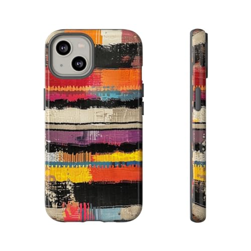 Coque iPhone 14 antichoc motif tissé abstrait multicolore rigide