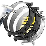 Acadey 2 pezzi Custodia rigida compatibile con Huawei watch GT6 41mm con pellicola protettiva,9H Durezza Hart PC Case sottile in vetro temperato per Smart, 2 Nero