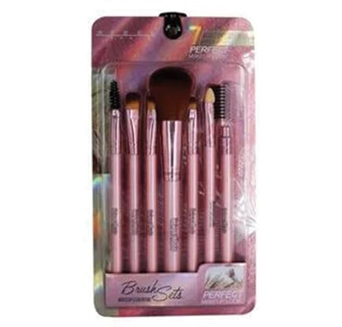 レッドスクエアメイクブラシセット、7個アイシャドウ、アイライナーブラシ、ファンデーションブラシ、ブロウブラシ、ノーズシャドーブラシ、まつげコーム、まつげブラシセット初心者とプロ用(263)(ピンク)