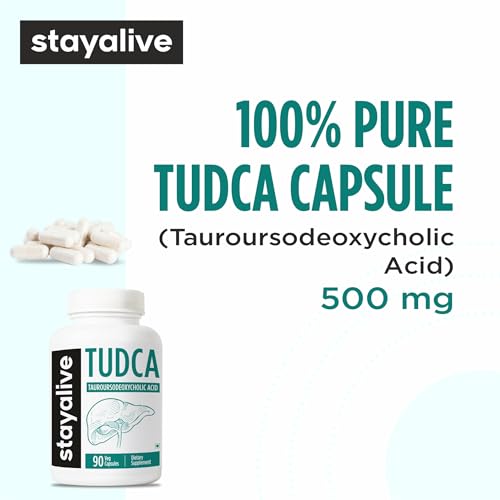 Image of STAY ALIVE Tudca Supplement 500mg, 90 Capsules for Liver Support, Non-GMO & Gluten Free Tauroursodeoxycholic Acid Capsules for Men and Women