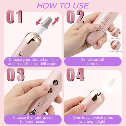 Lime à ongles électrique sans fil avec polissoirs interchangeables