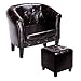 Produktbild CCLIFE Chesterfield Sessel Loungesessel mit Hocker Clubsessel Cocktailsessel Ledersessel Braun/Weiss/Gold, Variante:002 Braun mit Hocker