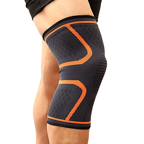YCSM 1PCS Fitness Running Cycling Knee Support Braces Elastic Nylon Sport Compression Knee Pad Sleeve for Basketball Volleyball (Color : Orange, Size : L)