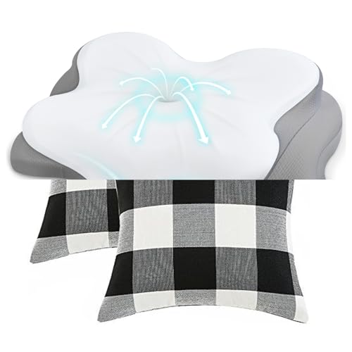 Anickal Set of 2 Black and White Buffalo Check Plaid Pillow Covers Farmhouse Rustic Decorative Square Throw Pillow Covers Cushion Case 18x18 Inch for Home Sofa Couch Decor