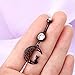 Jewseen 14g 316L Surgical Steel Belly Button Rings with Black Moon Cute Cat Dangle Navel Rings Piercing