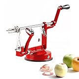 Apple Peeler, Stainless Steel Apple Corer Slicer Peeler, Durable Heavy Duty Die Cast Magnesium Alloy Apple Peeler Slicer Corer with Suction Base
