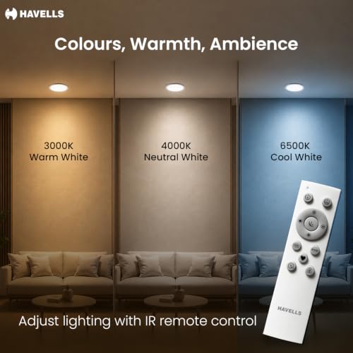 Image of Havells Aurika 18W LED Surface Ceiling Light|Warm White Light|Glare-Free Diffuser for Soft & Uniform Illumination|Easy Surface Mount Design|Long Life LED|Ideal for Bedroom, Living Room, Office