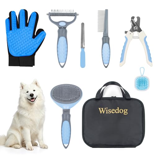 Wisedog Dog Grooming Kit 7PCS - Cat Nail Clipper with Nail File, ...