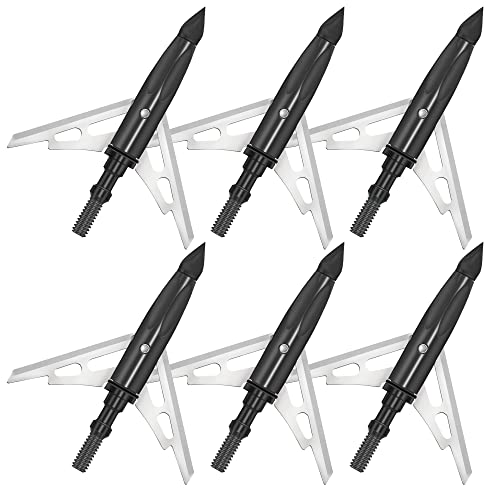 Bombrooster 6 Pack Crossbow Broadheads 100 Grain Chisel Tip Broadhead with Shock Collar Technology