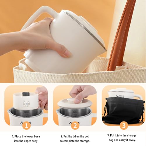 Hervidor eléctrico plegable portátil 600ml acero inox miniatura 5