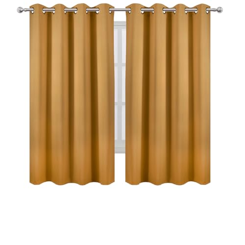 Image of LEMOMO Mustard Yellow Blackout Curtains 52 x 63 Inch Length /Set of 2 Curtain Panels /Thermal Insulated Room Darkening Curtains for Bedroom and Living Room