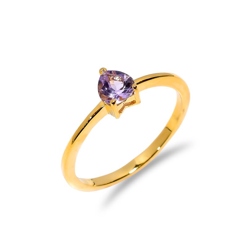 Bague améthyste rose pierre naturelle taillée main taille 13.5