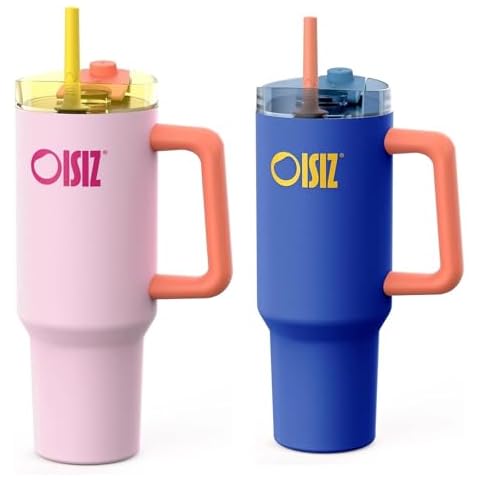 40 oz Tumbler with Handle and Straw Lid, Vacuum Insulated Tumblers Stainless Steel Water Tumblers Bottle for Home Office Car Travel, Keep Cold for 32 Hours, Leak Proof, BPA Free, Sip or Swig Lid Cover