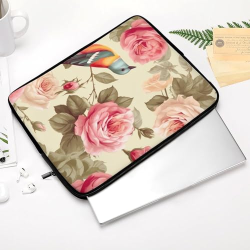 Funda para laptop 10 pulgadas con diseño rosas y aves miniatura 4
