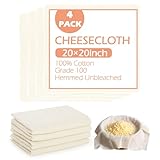 GeeRic 4 Piezas Telas Filtrante Reutilizable 20x20 Inch,Ultrafino Lavable para Colar Queso, Leche de Frutos Secos y Filtrar
