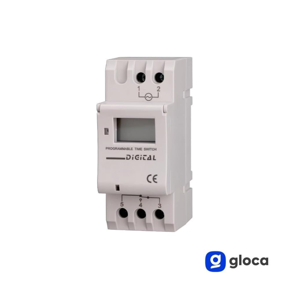 gloca Temporizador digital programable en carril DIN 220 V 16 A
