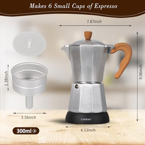 Image of LAOION Cafeteras Electricas Modernas,6 Cup Portable Espresso Maker,300ml