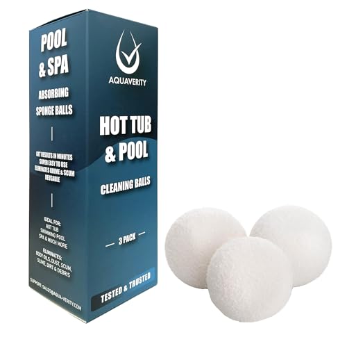 AQUAVERITY Bolas Limpiadoras para SPA: Eficaces esponjas flotantes Que absorben la Suciedad en spas y Piscinas. Accesorios ecológicos, Reutilizables y fáciles de Usar.